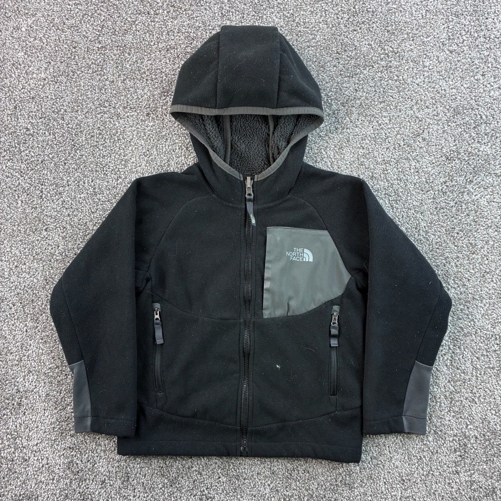 The North Face Fleece Hoodie Jacket Kids XS Black Full Zip NF00A7AS